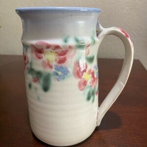 Vintage, Ceramic Mug with a Hand Painted Floral Design by Clouds Folsom Pottery